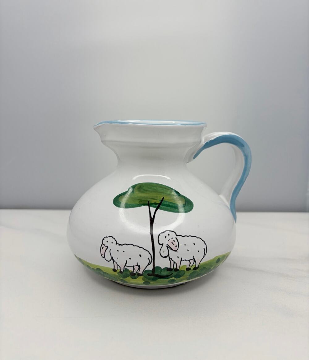 Vintage Italian Ceramic Sheep Pitcher Hand Painted Made in Italy Pottery